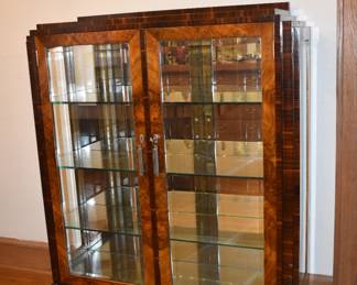 The vitrine style display cabinet from the 1930s Art Deco dining room set, hand crafted by Long & Wexlear in Australia. 