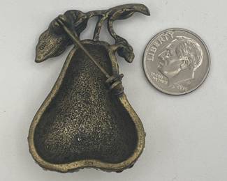 Reverse of Gio pear shape brooch, blackened metal and pale rhinestones