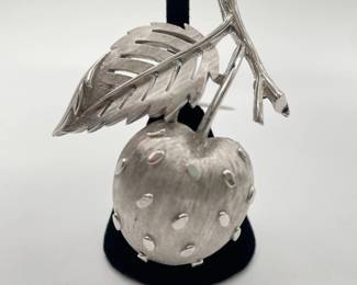 1950s Crown Trifari silver tone strawberry brooch and earrings set