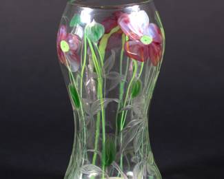 Tiffany Studios intaglio carved paperweight glass vase, circa 1910, label and o5857 engraved on base