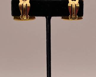 Reverse view of clip earrings, gold tone and enamel