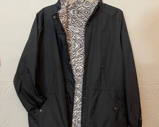 Fleece-lined black outerwear zippered jacket
