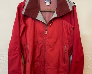 Patagonia women's outerwear red hooded zipper front jacket, size L