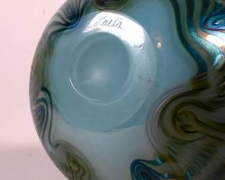 Base of signed Loetz "Phänomen" art glass vase, Austria, ca. 1900