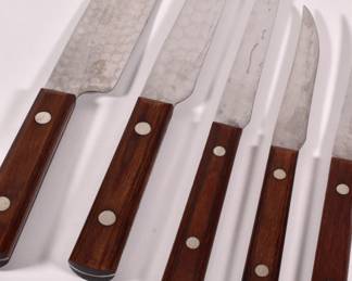 Set of kitchen knives from E. Warther & Sons cutlery, Dover, Ohio