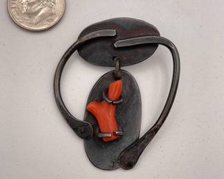 New York artist Conrad Gersuny vintage sterling and coral pendant