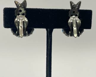 Backs of pair of Austrian crystal pineapple earrings