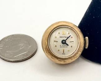 14k gold vintage Nastrix Incabloc 17 jewel pendant watch