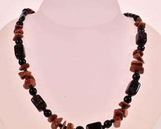 Vintage art bead necklace (has matching earrings)