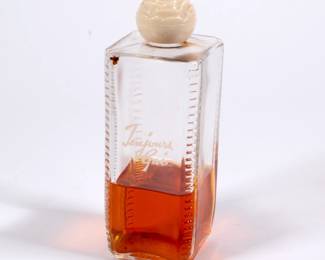 Vintage Toujours Gai Armand Duval perfume bottle with Bakelite rose top, used