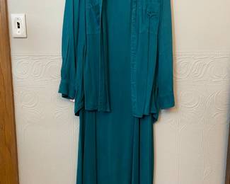Tianello size XS teal blue tunic dress with matching long sleeve button front top