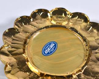 Base of vintage enameled jeweled gilt dish by Original Karshi Jerusalem 955