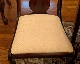 One of a set/6 flame mahogany side chairs, by Biggs Furn. Co.