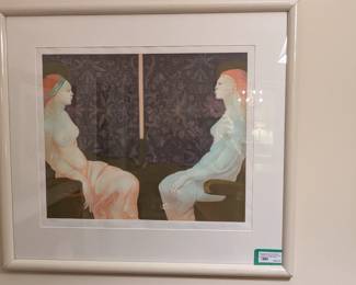 Signed/numbered lithograph #176/205 "Two Women" by listed artist Leonor (Eleonora) Fini 1907-1995; Argentina-France.