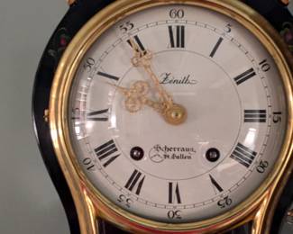 Close-up of the Swiss Zenith clock.