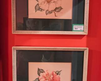 Pair of nicely framed/matted original floral watercolors by a local Atlanta artist, Marjorie O. Hardy, 1916-2015.