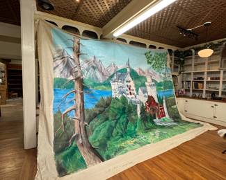 Beautiful hand painted mural Neuschwanstein Castel