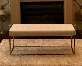 WHITE BENCH WITH GOLD LEGS