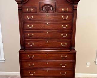 Hickory Chair James River Plantation mahogany high chest on chest