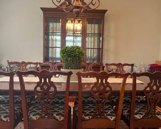 Dining table has ten chairs!