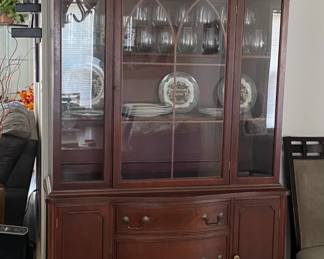 Antique China Cabinet. Beautiful and unique Christmas dishes, too!