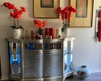 Unique modern buffet/entry table.