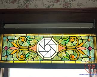 Antique Jeweled Stained Glass Hanging Window Display