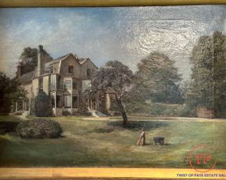 Original Oil on Canvas Country Side Estate Scene by CARL BRENNIR (1850-1920)