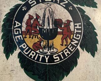 Early 1900's Antique STORZ Brewing Co "Beer On Tap" Large Self Framed Metal Sign