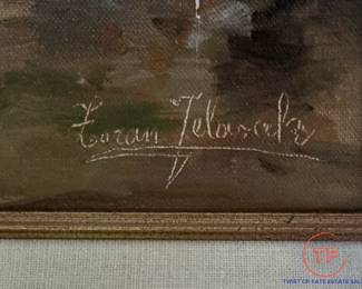 Original Oil on Canvas Flower Market Scene by ZORAN JELASCEK