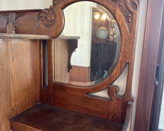 Antique Secretary with Bow Front Display and Claw Feet