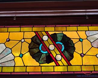 Antique Jeweled Stained Glass Hanging Window Display