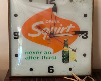 1965 Drink SQUIRT Advertising Lighted PAM Clock and Sign