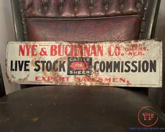 Antique Nye & Buchanan Co. Pre 1910 So Omaha Nebraska Live Stock Commission Tin Sign