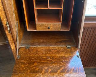 Antique Secretary with Bow Front Display and Claw Feet