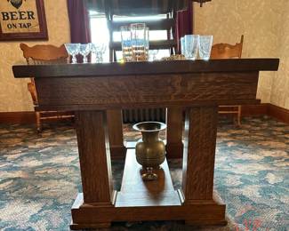 Antique Tiger Oak Banker Table