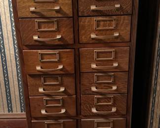 Antique 20 Drawer Oak Library Card Catalog Cabinet