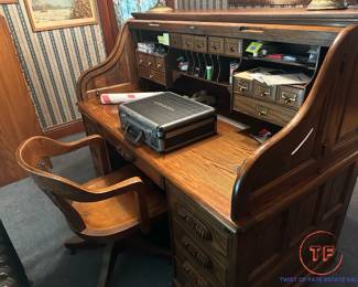 Vintage Oak Roll Top Desk