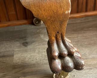 Antique Secretary with Bow Front Display and Claw Feet