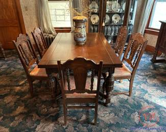Victorian Georgian Style Mahogany Extending Dining Table with 6 Chairs