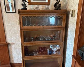 Antique Leaded Top Four Stack Barrister Bookcase