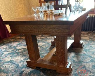 Antique Tiger Oak Banker Table