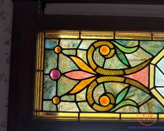 Antique Jeweled Stained Glass Hanging Window Display