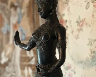 Modern Bronze Buddhist Diety Nairatmya 36" Sculpture on Marble Base