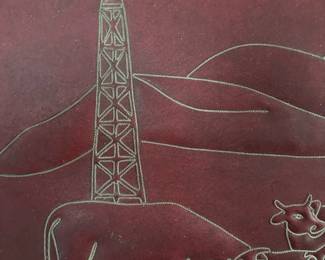 1950's Leather Embossed Scenic Prairie Range Nebraska Sandhills Cattle Farm Setting