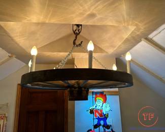 Handmade Western Wagon Wheel Hanging Light