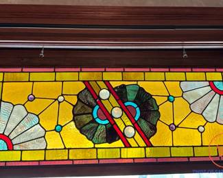 Antique Jeweled Stained Glass Hanging Window Display