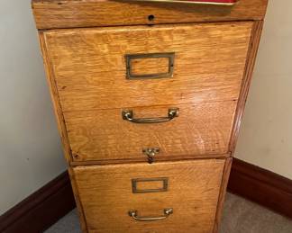 Antique Globe Wernicke Two Drawer Stacking File Cabinet