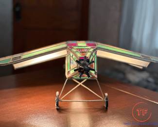 Charles Lindbergh era "Spirit of St. Louis" Leaded Glass Art Deco Table Lamp