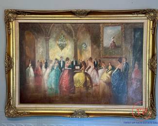 Signed Original Oil on Canvas Ballroom Scene